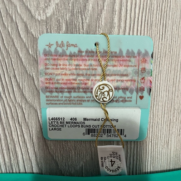 NWT Luli Fama Costa buena mermaid crossing let’s be mermaids bikini size large - Picture 9 of 13
